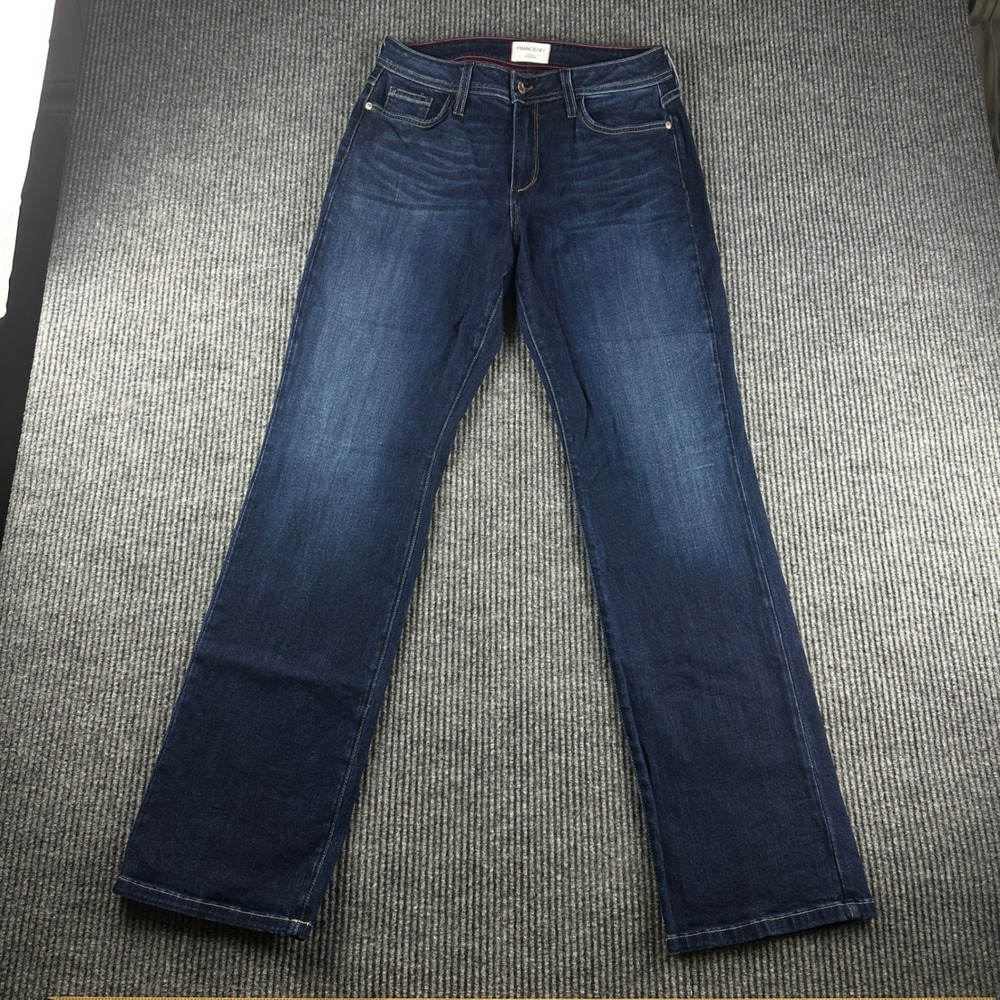 Fran Denim Audrey Straight Leg Jeans Dark Wash Stretch Size 30 Made in USA